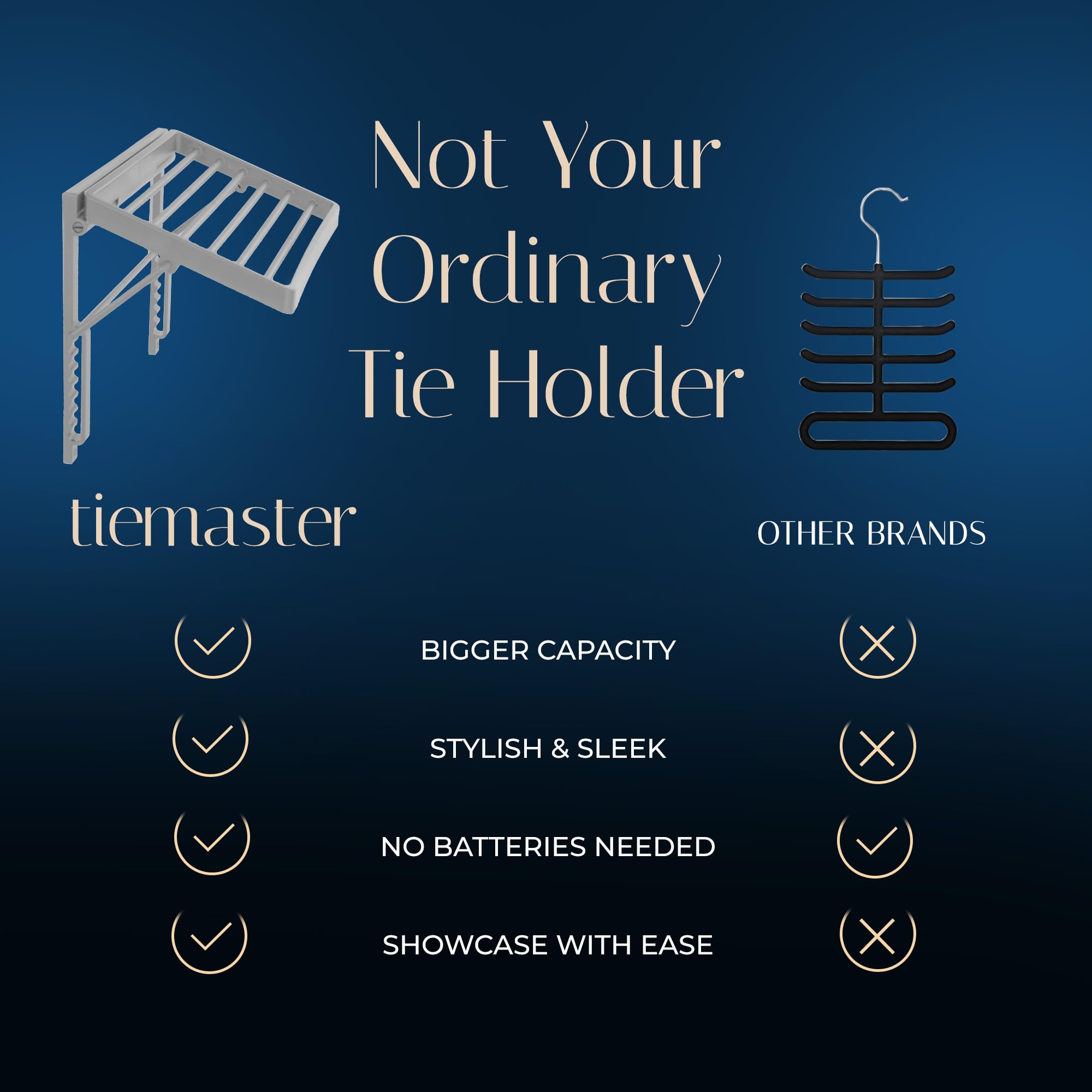 TieMaster all-in-one rack combines ties, scarves, and belts.