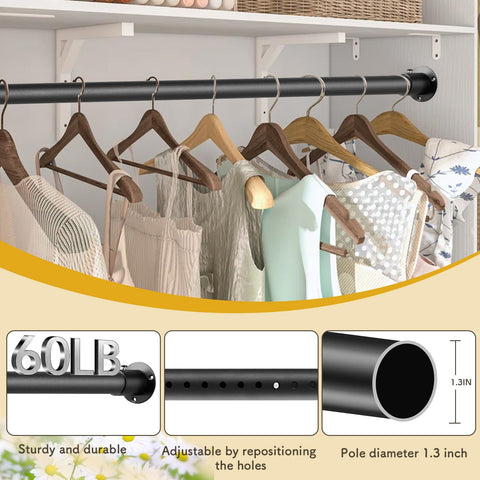 Tiemlet Closet Rod black metal finish with a sleek, durable look.