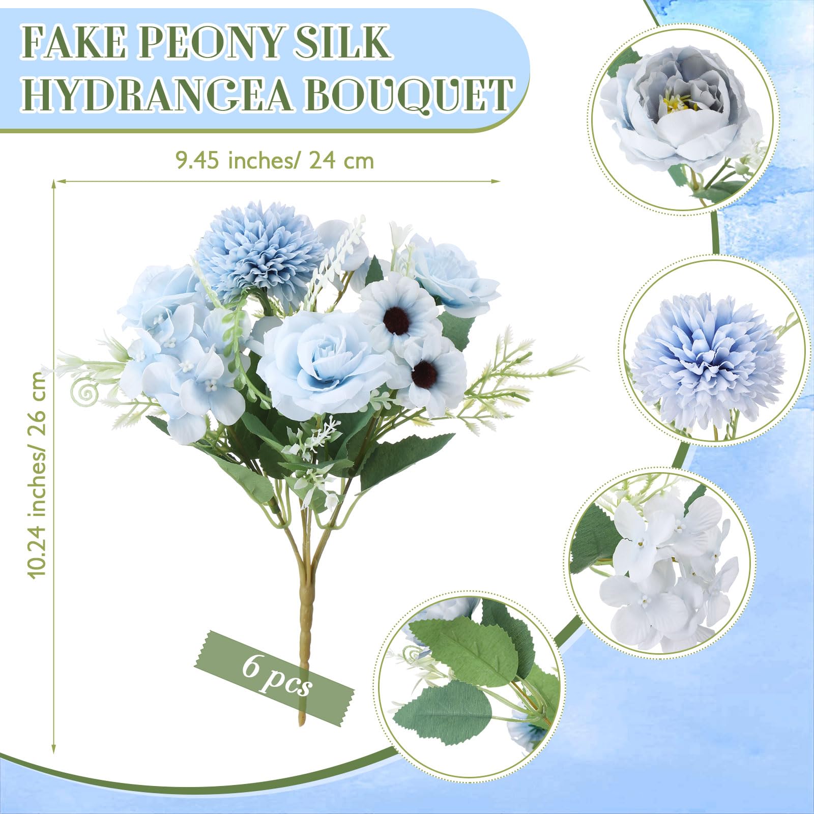 Tigeen artificial peonies, roses, and hydrangea bouquet for lifelike wedding decor.