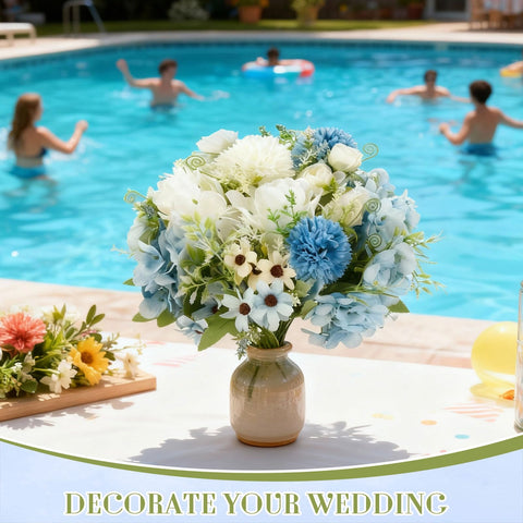 Tigeen dining table decor with full artificial flower arrangement for ambiance.