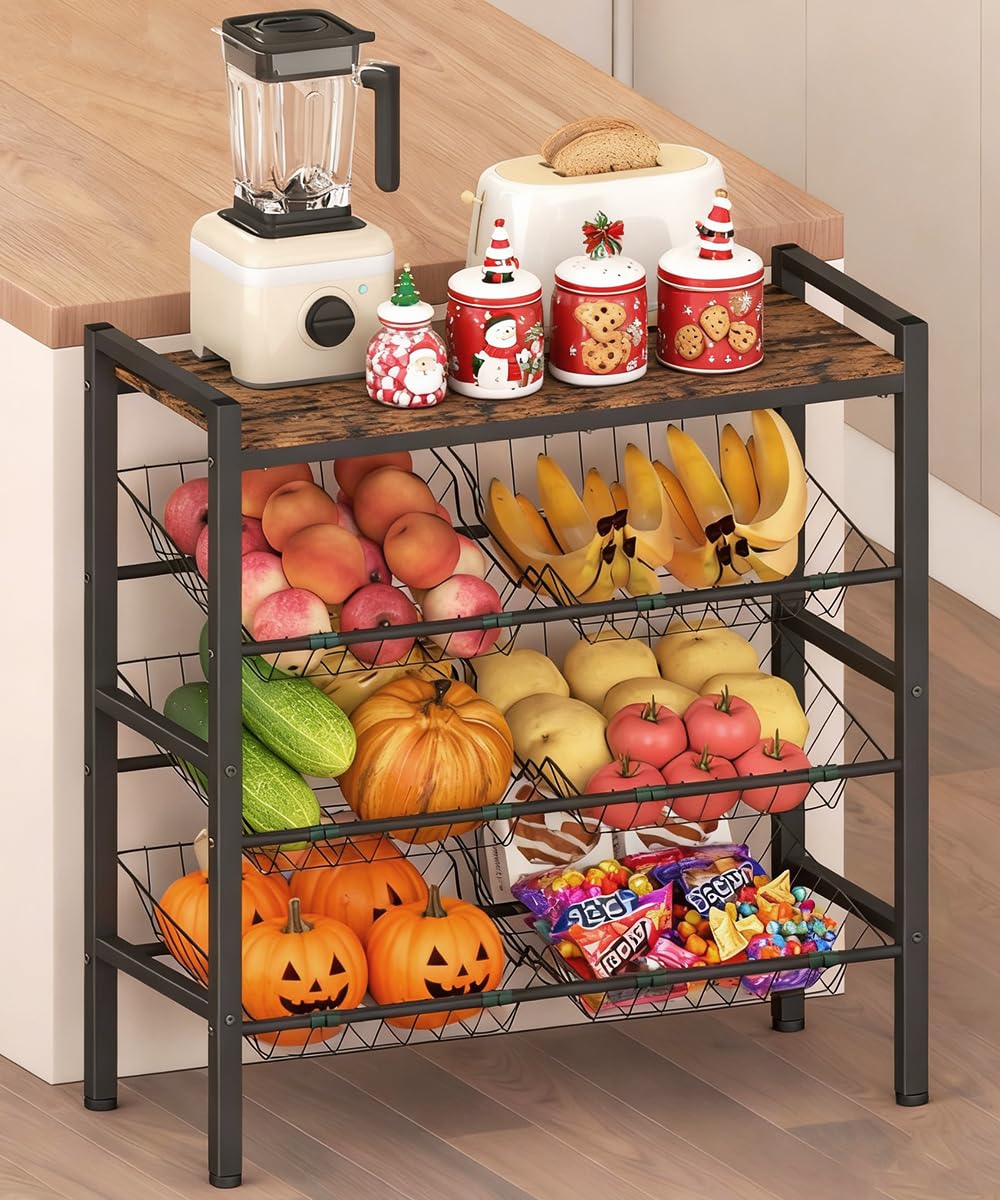 Tigerden kitchen wood-top on sturdy surface for microwaves and appliances.
