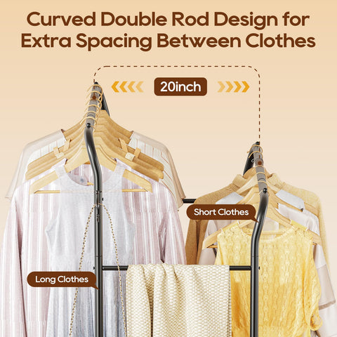 TigerParty clothes rack rolling wheels enables easy rearrangement in living spaces.