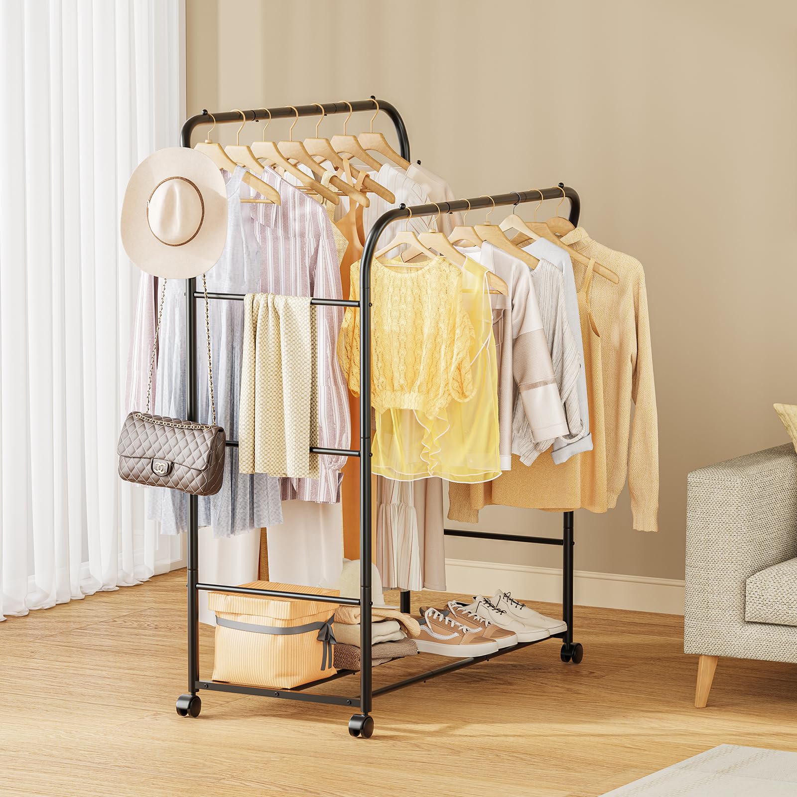 TigerParty wardrobe rack for dorm or bedroom improves organization on demand.