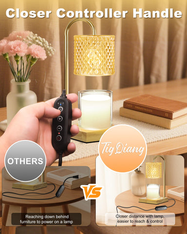 Seven-level dimmer lets you adjust brightness for mood and fragrance.