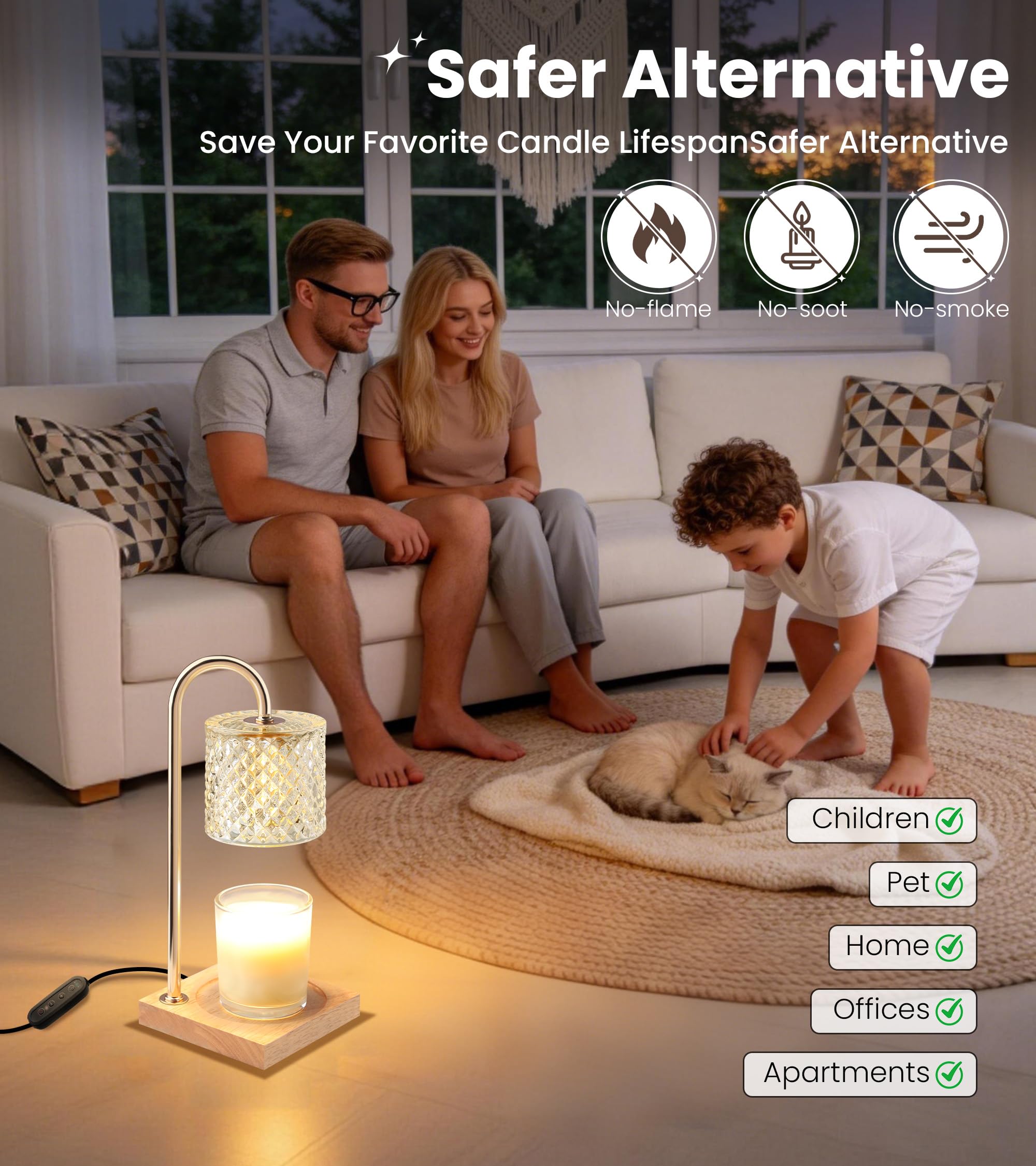 TigQiang top melting action safely warms jar candles without flame