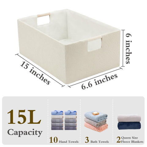 Tihaolity foldable basket beige folded demonstrates compact storage for tight spaces.