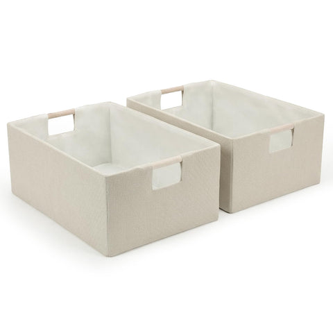 Tihaolity foldable basket beige set-up showcases sturdy fabric for organized shelves.