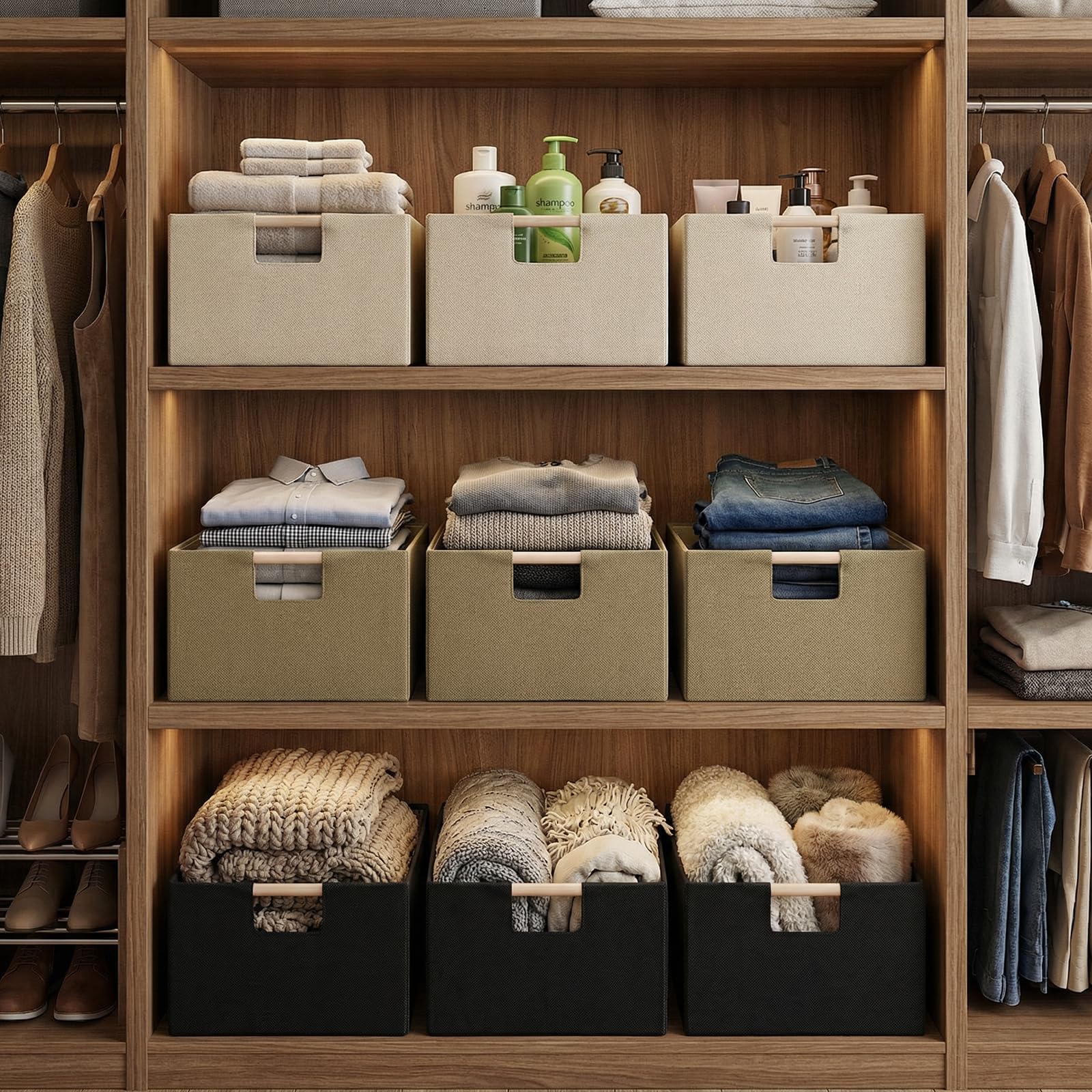Tihaolity rectangular storage cubes keep clothes, towels, and magazines neatly arranged.