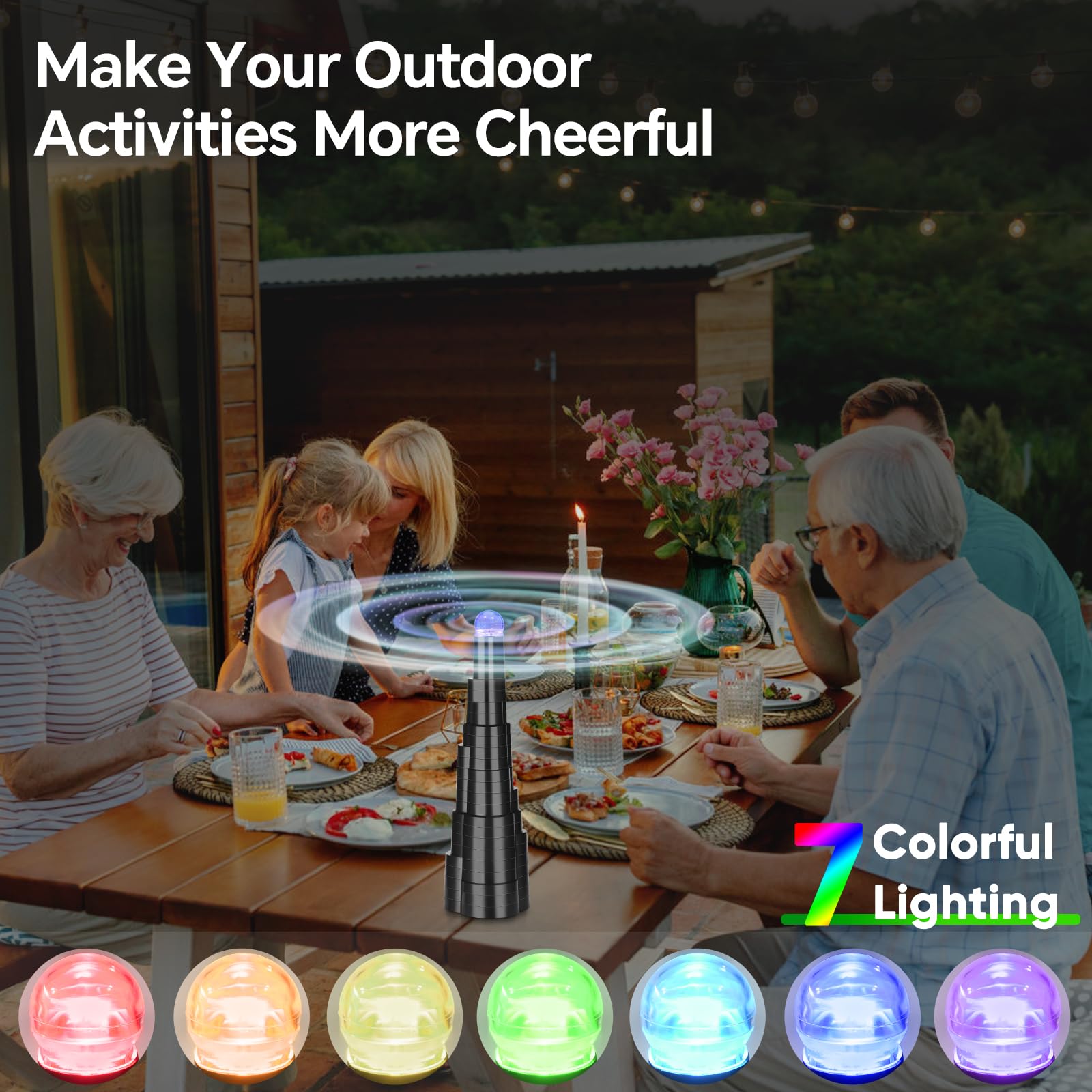 Tihilgam LED light ball on top enhances ambient dining lighting
