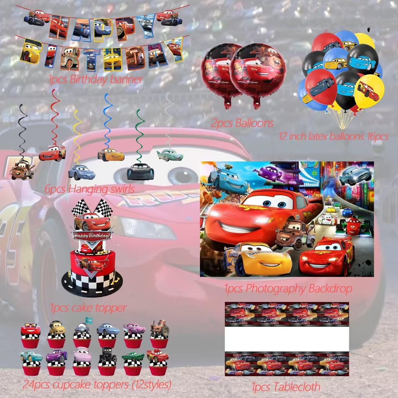 Tihufe Cars backdrop creates an immersive party scene for photos