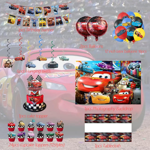 Tihufe Cars backdrop creates an immersive party scene for photos