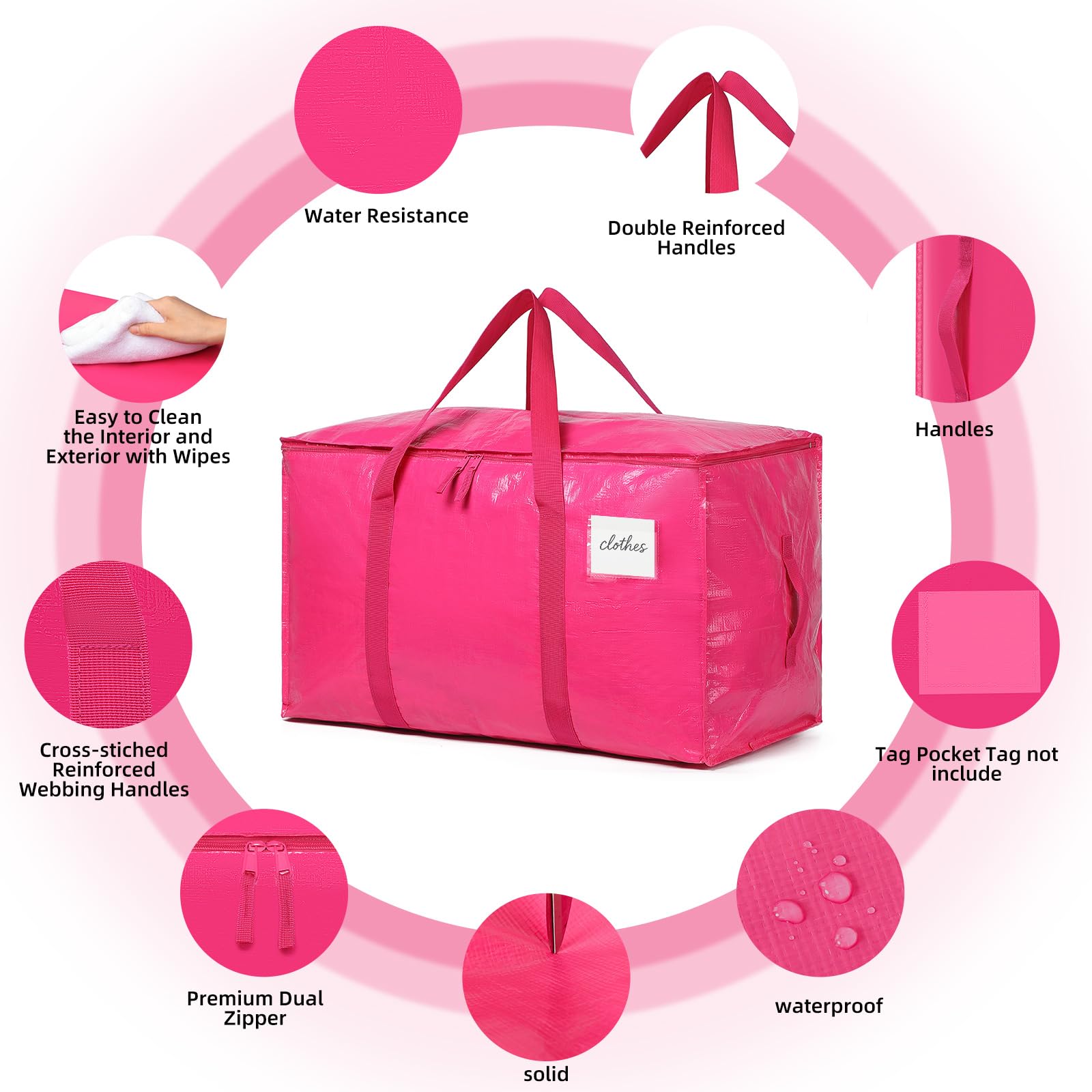 TIIOCTI Moving Bags Hot Pink seasonal storage keeps closets organized