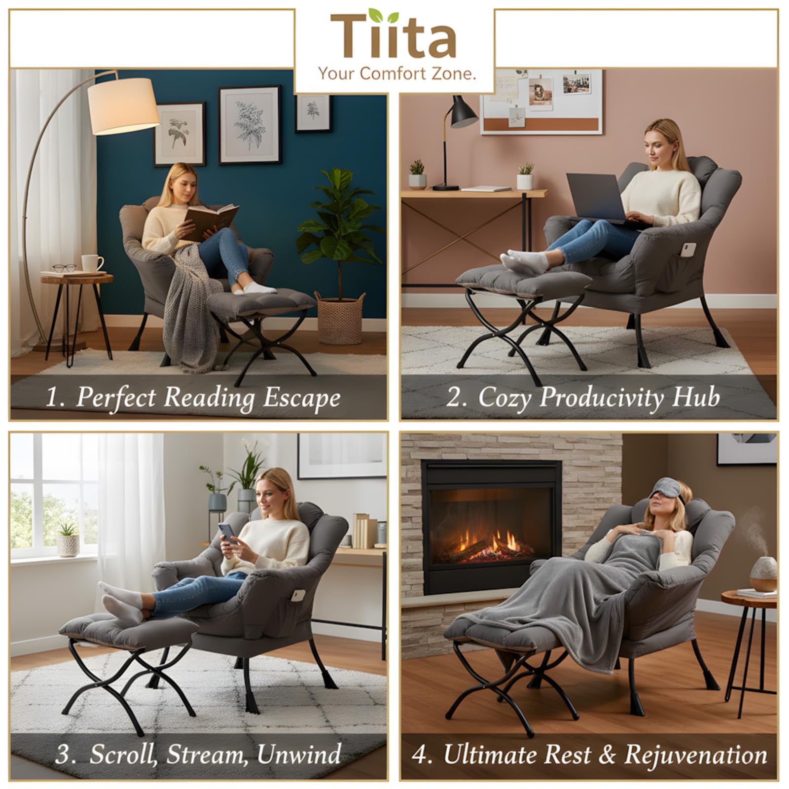 Tiita ottoman folds up for compact storage