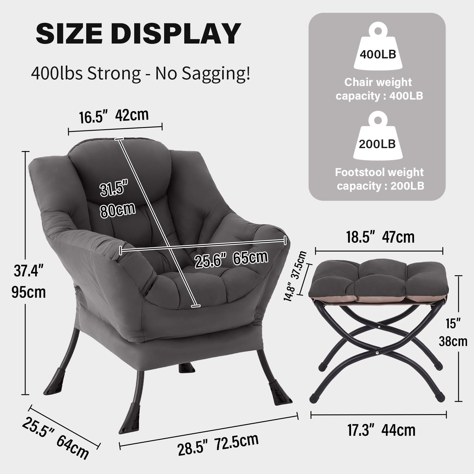 Tiita leisure armchair with footrest for comfortable reading sessions