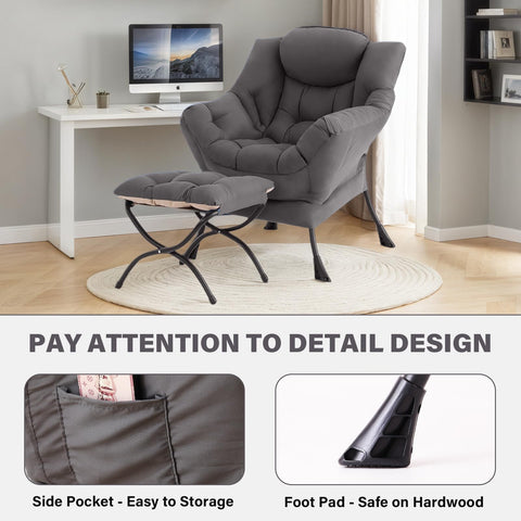 Tiita velvet fabric chair in dark grey offering plush comfort