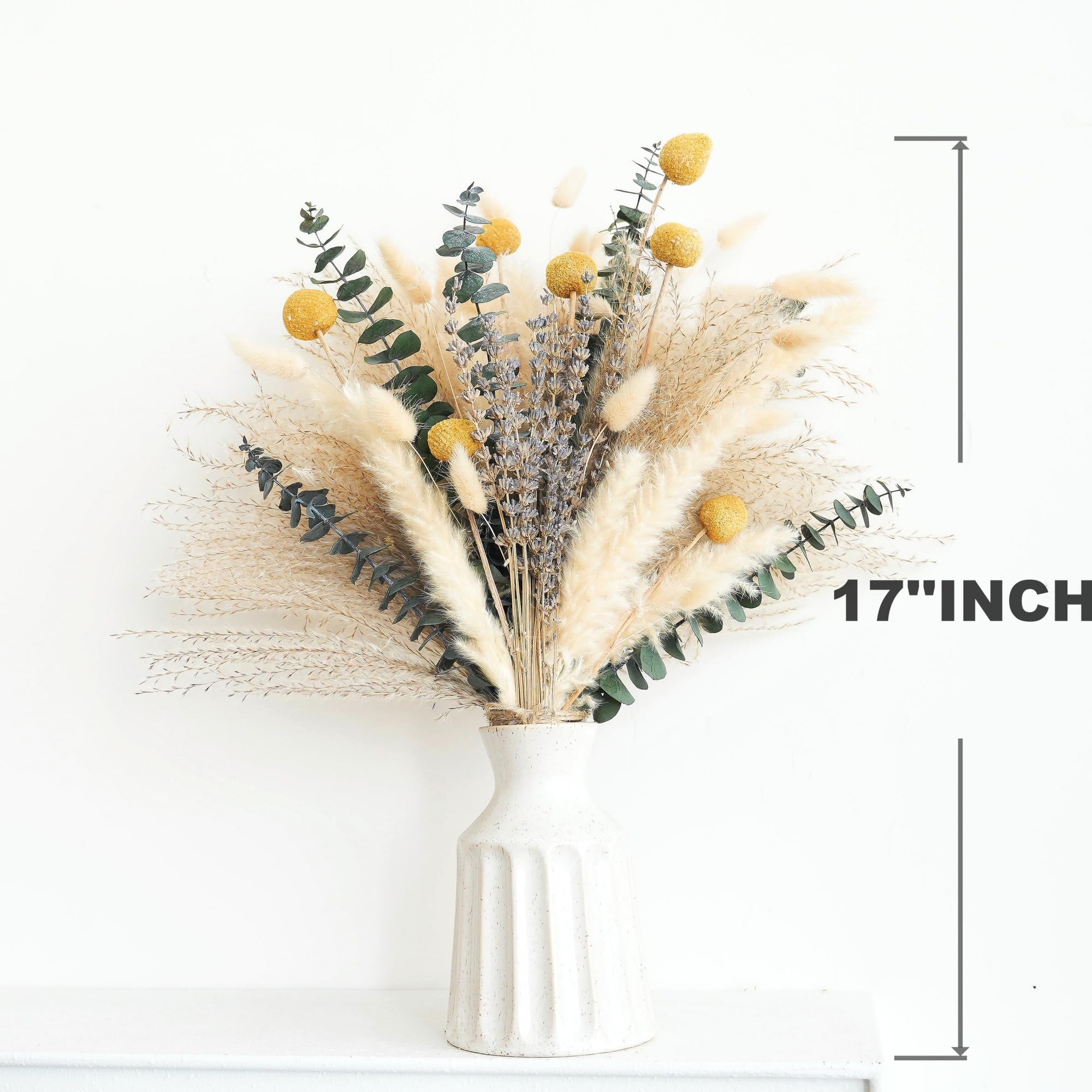 Tikaray mauve pink dried flowers create soft, neutral accents.