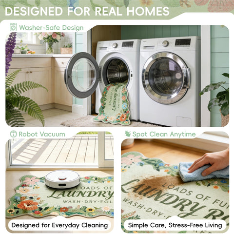 TIKIRUGI vibrant spring bloom boho pattern enlivens kitchens, mudrooms, or basements.