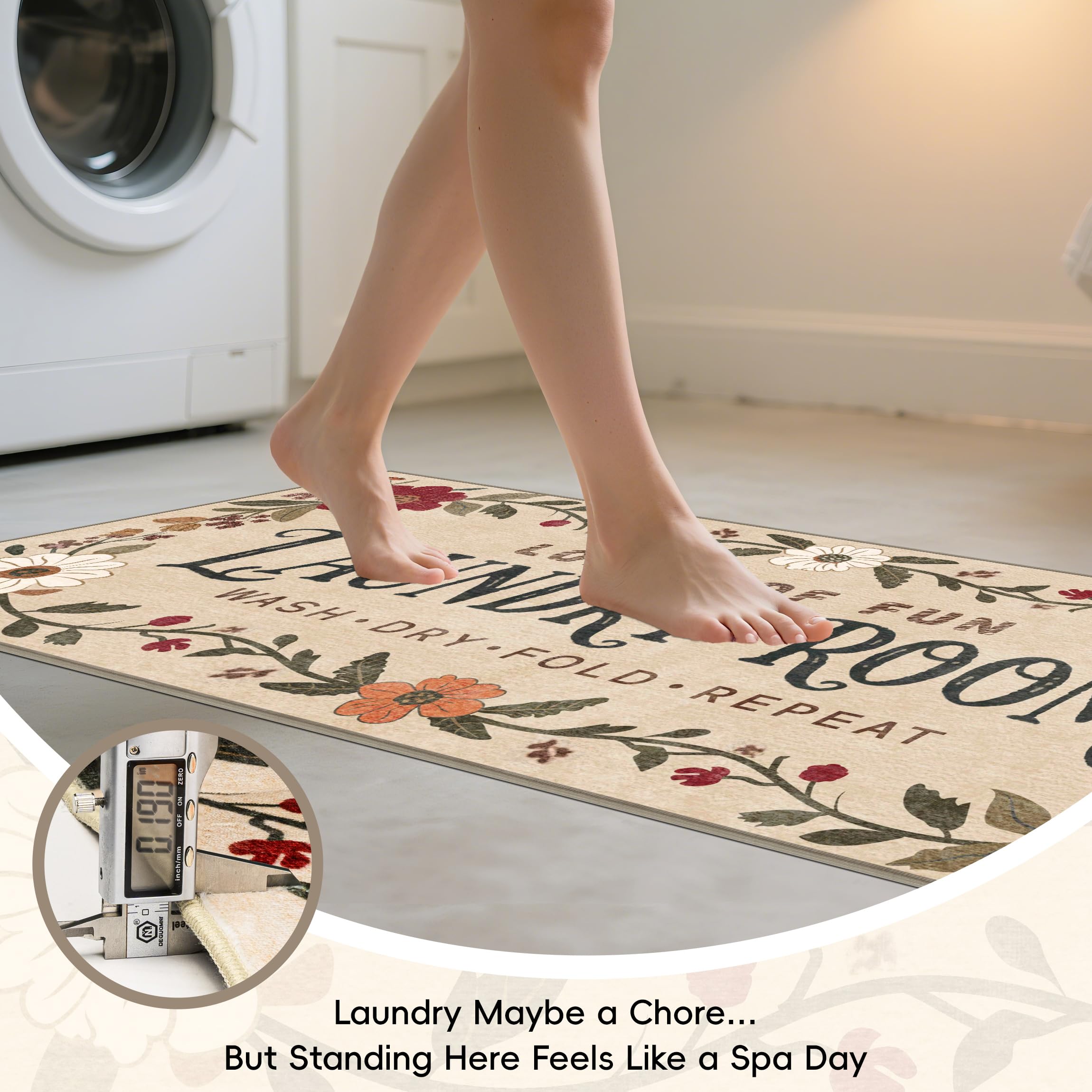 TIKIRUGI machine washable rug for easy, quick cleaning.