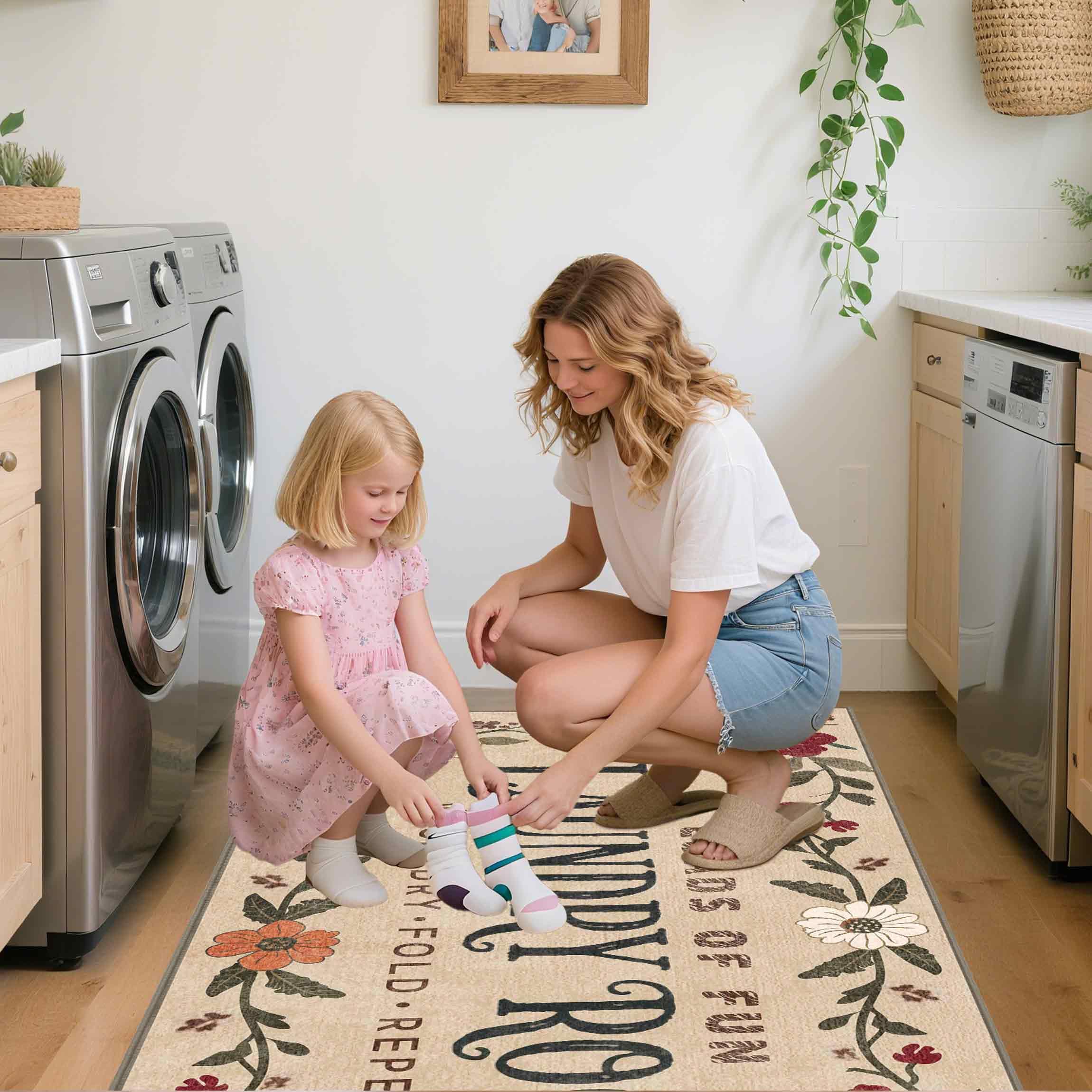 TIKIRUGI faux wool surface offers soft barefoot-friendly comfort.