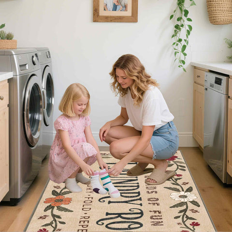 TIKIRUGI faux wool surface offers soft barefoot-friendly comfort.