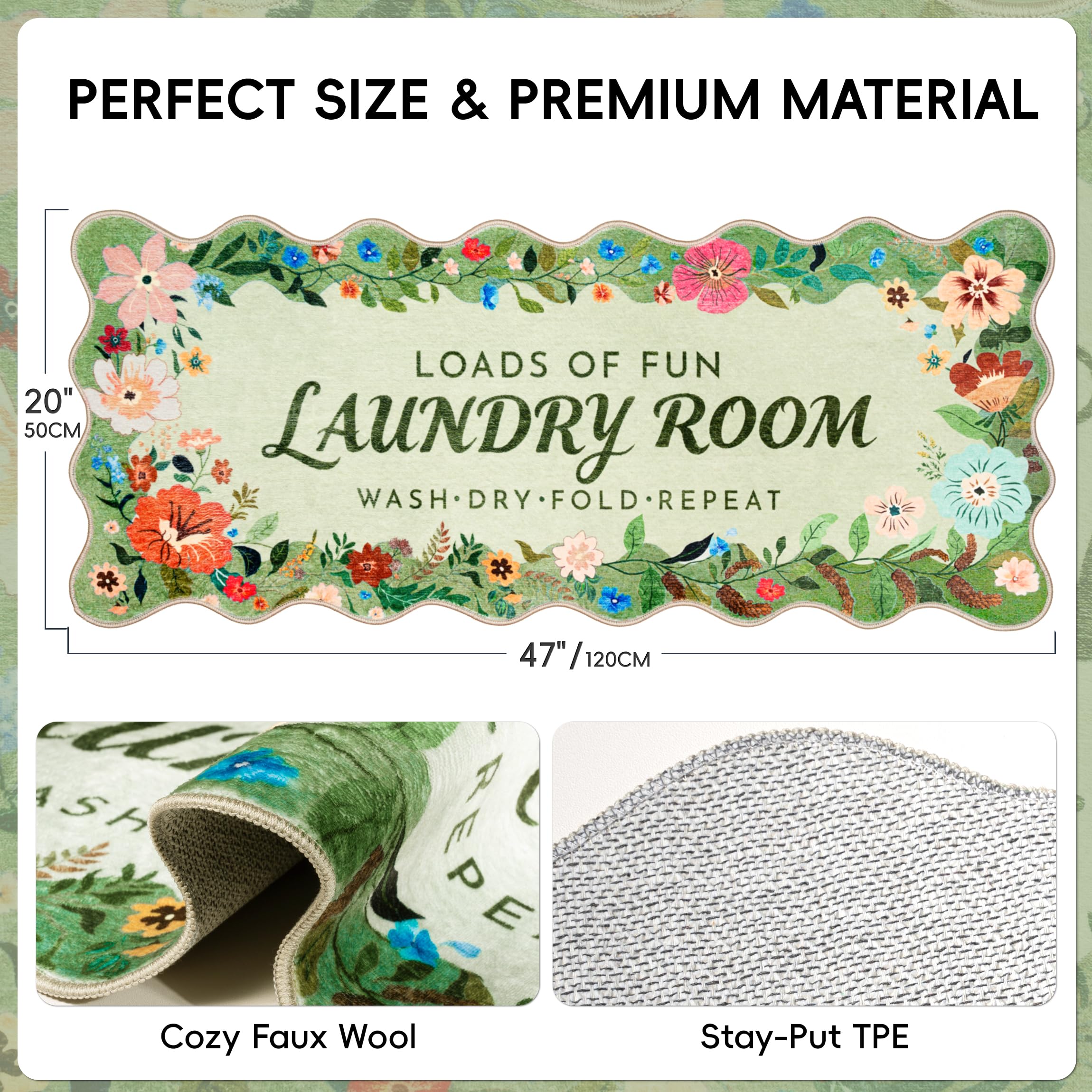 TIKIRUGI easy-clean, machine-washable fabric resists snagging for quick refresh.