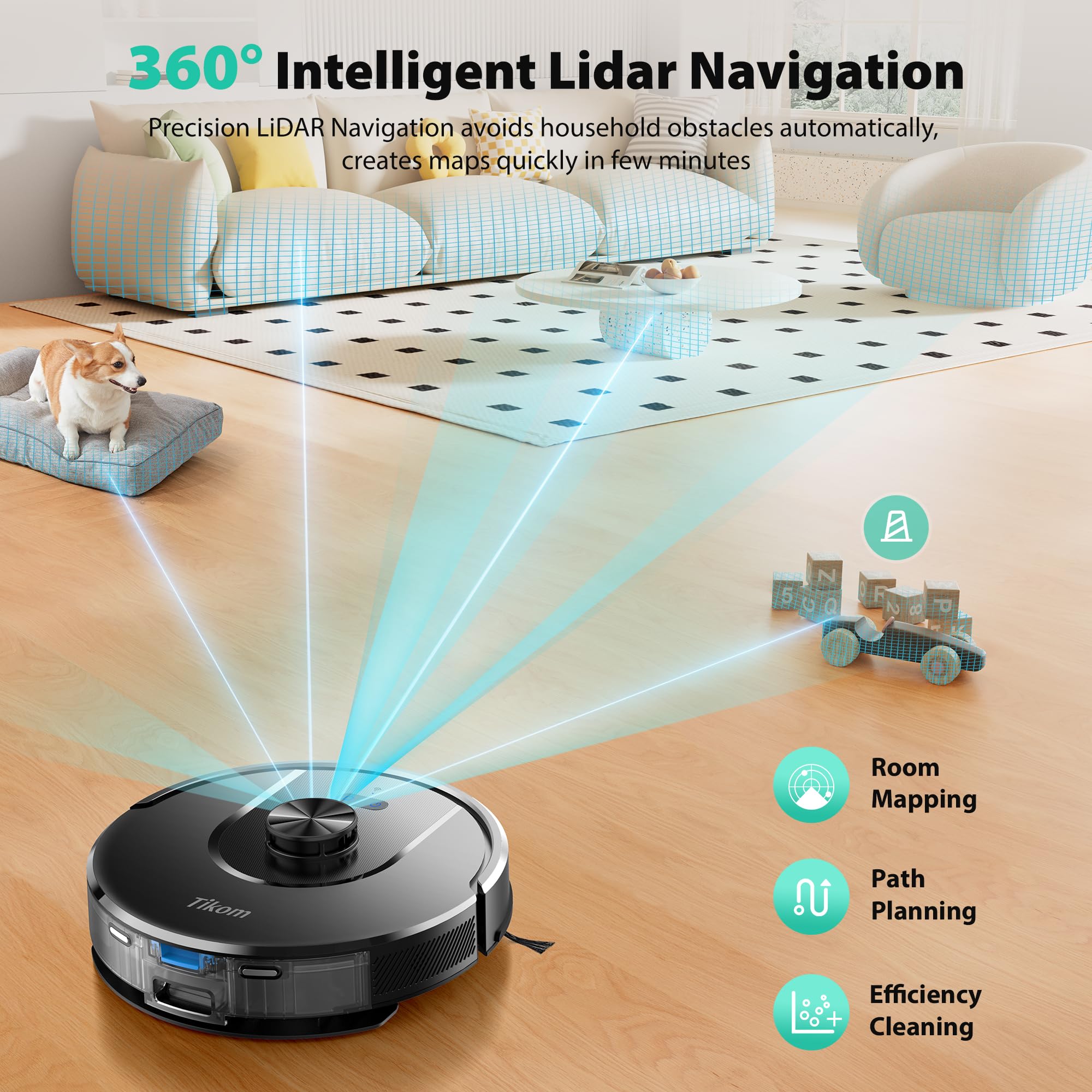 Tikom L8000 Plus smart mapping stores multiple floor layouts.