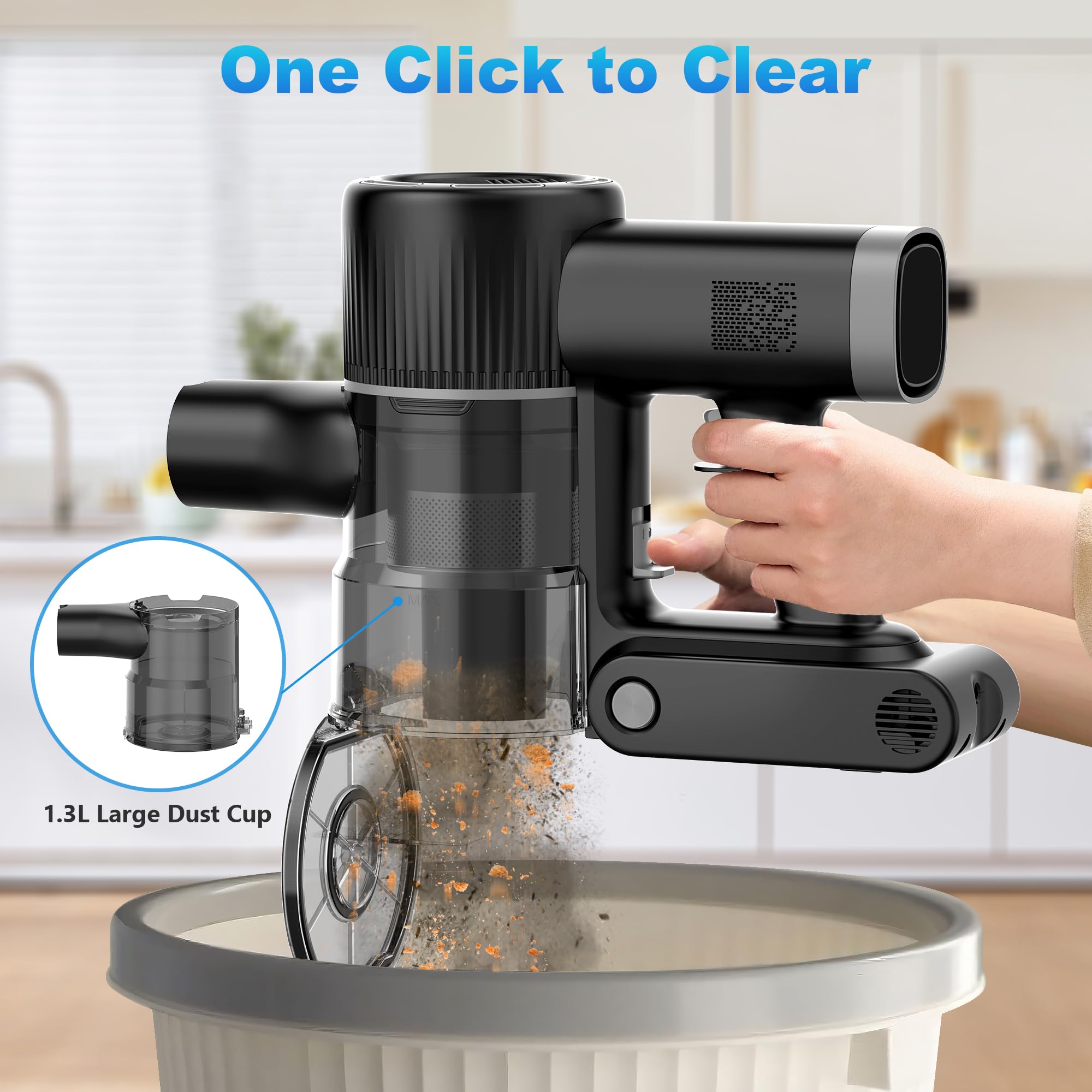 Tikom V450 one-touch emptying releases dirt quickly and cleanly