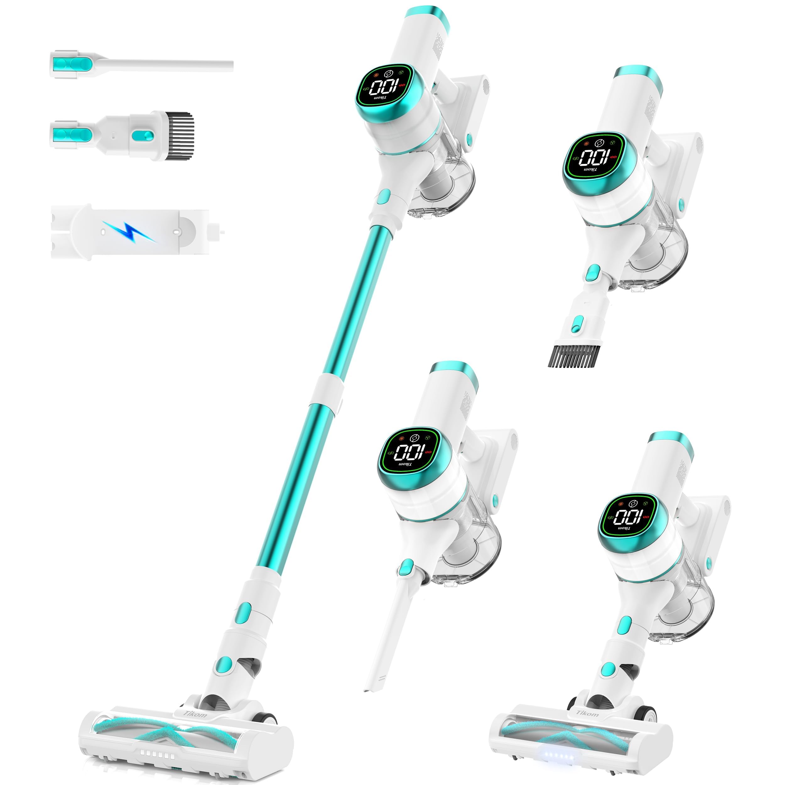 Tikom V500 LED display shows suction level and battery status for easy monitoring
