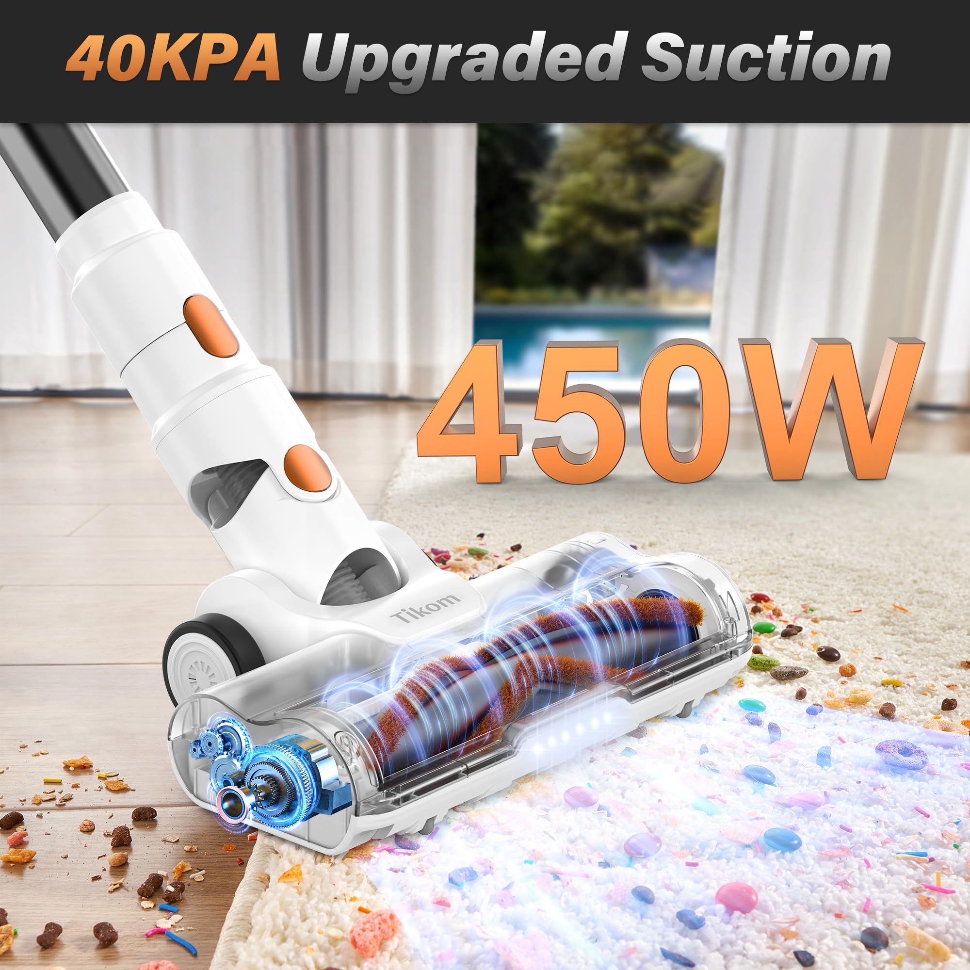 Tikom V500 LED smart touch screen displays mode and battery.