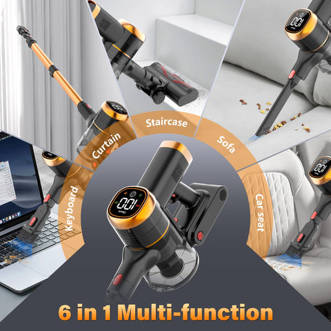Tikom V500 motorized cleaner head tackles stubborn dirt on carpets and hard floors.