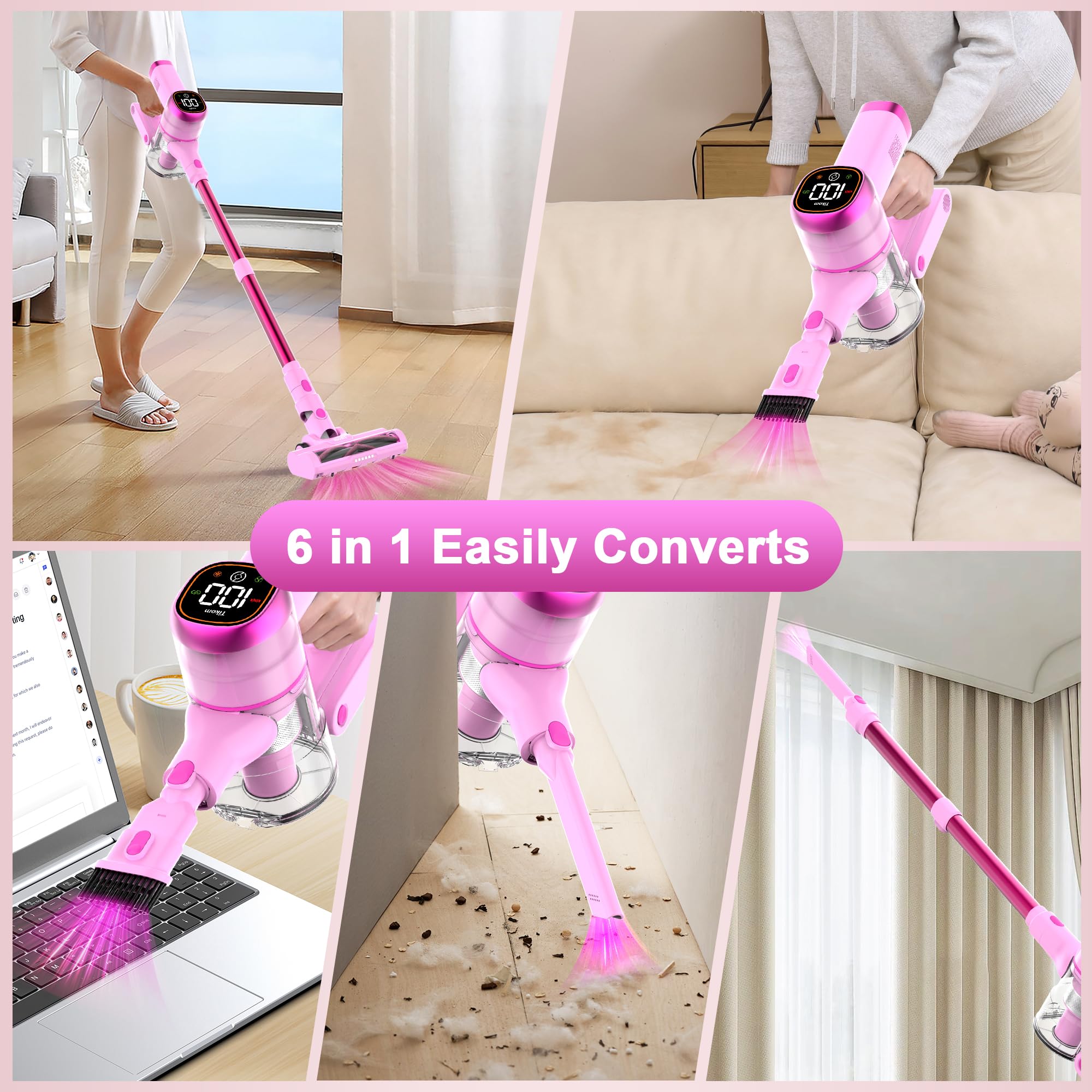 Tikom V500 wall dock charging keeps vacuum ready and stored neatly.