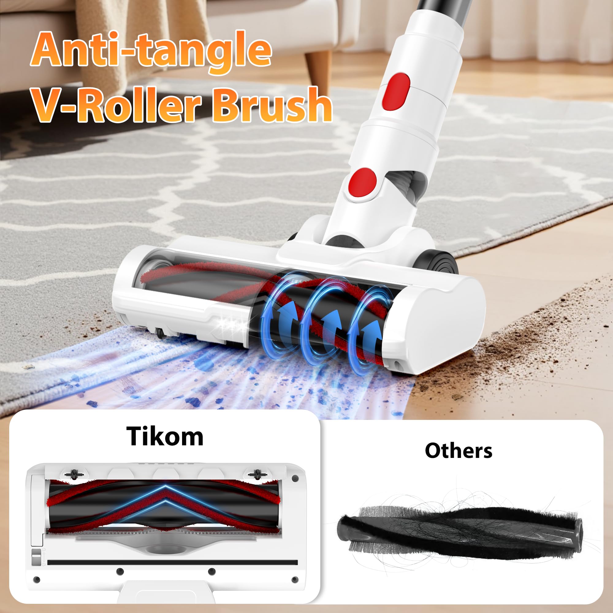 Tikom V750 7-stage HEPA filtration captures fine dust for a cleaner home.