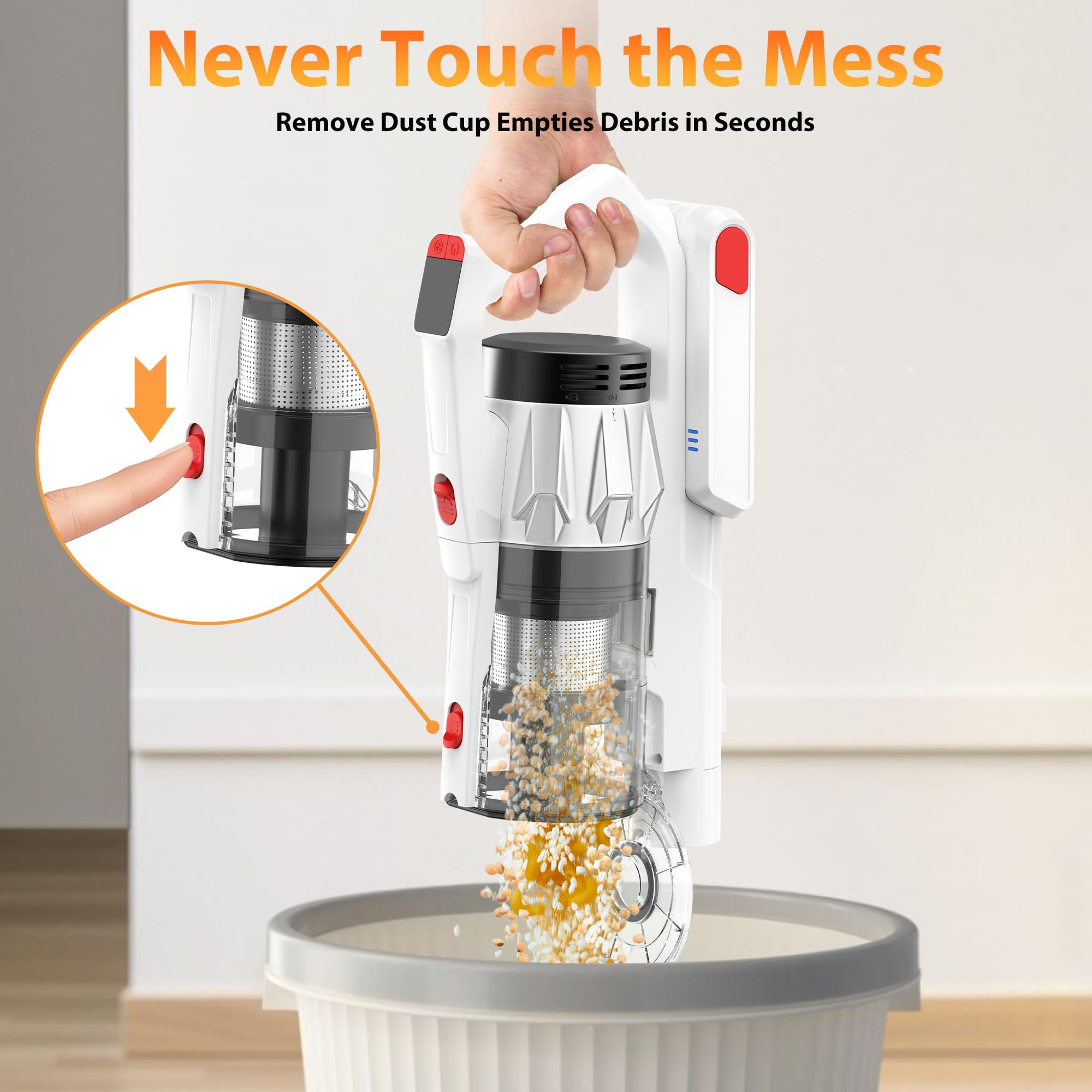 Tikom V750 lightweight handle supports comfortable one-handed cleaning.