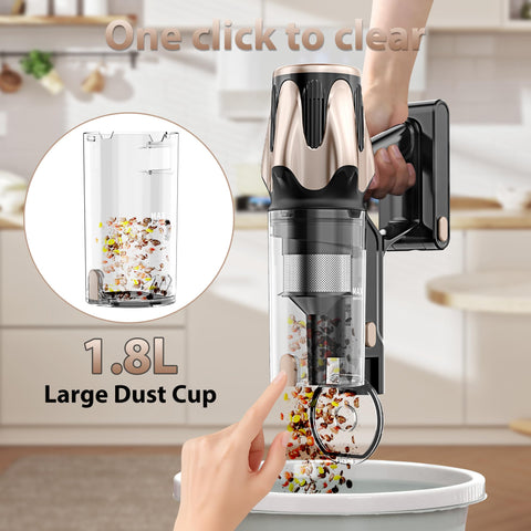 Tikom V850 lightweight handle enables comfortable one-handed cleaning.
