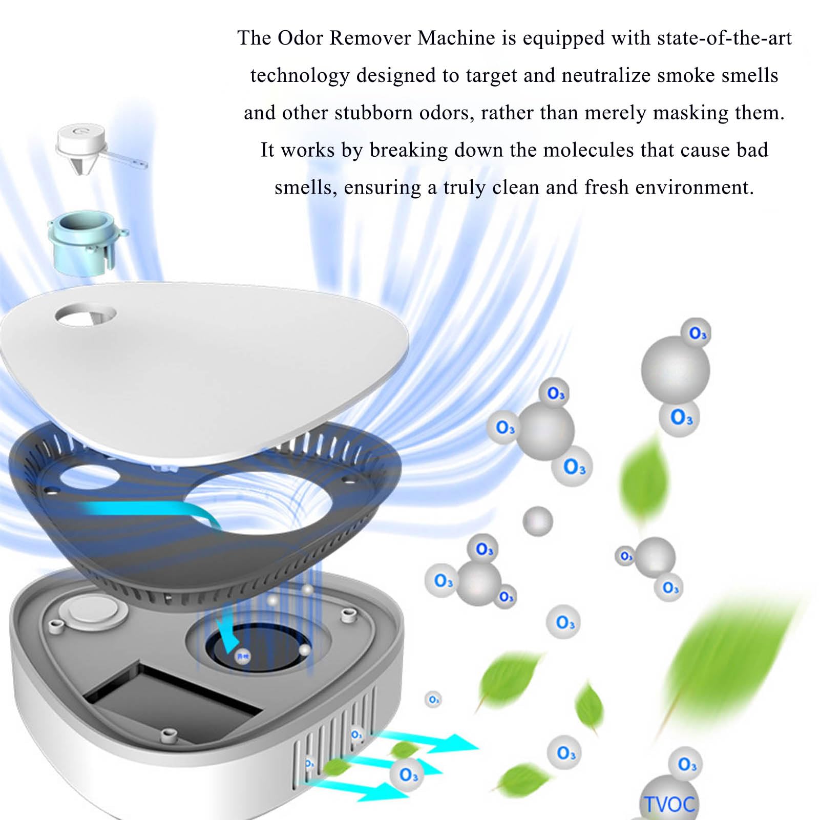 Tiksec Odor Remover portable design fits small spaces with versatile use.