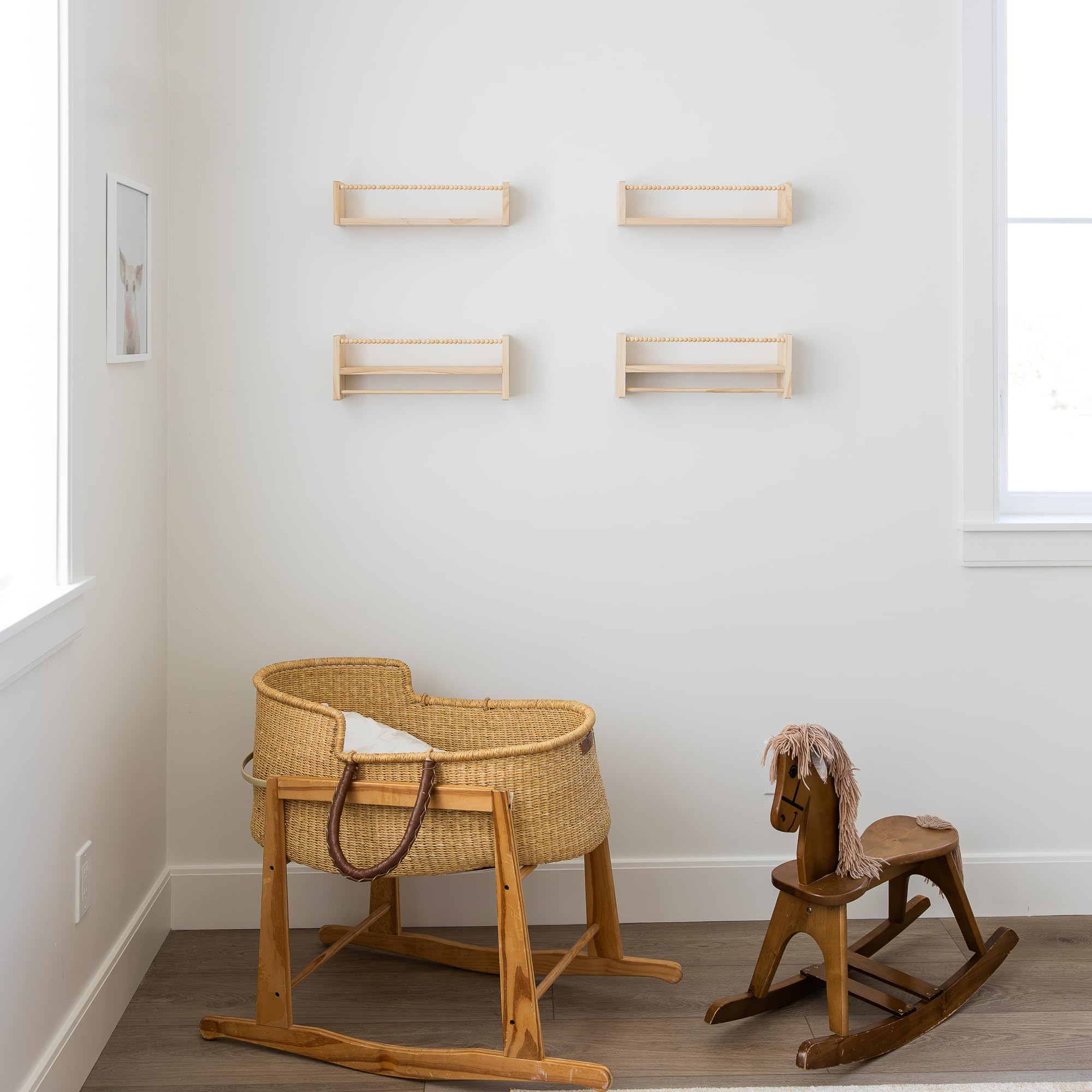 Timber And Teddy room shelves for books, toys, and mementos.