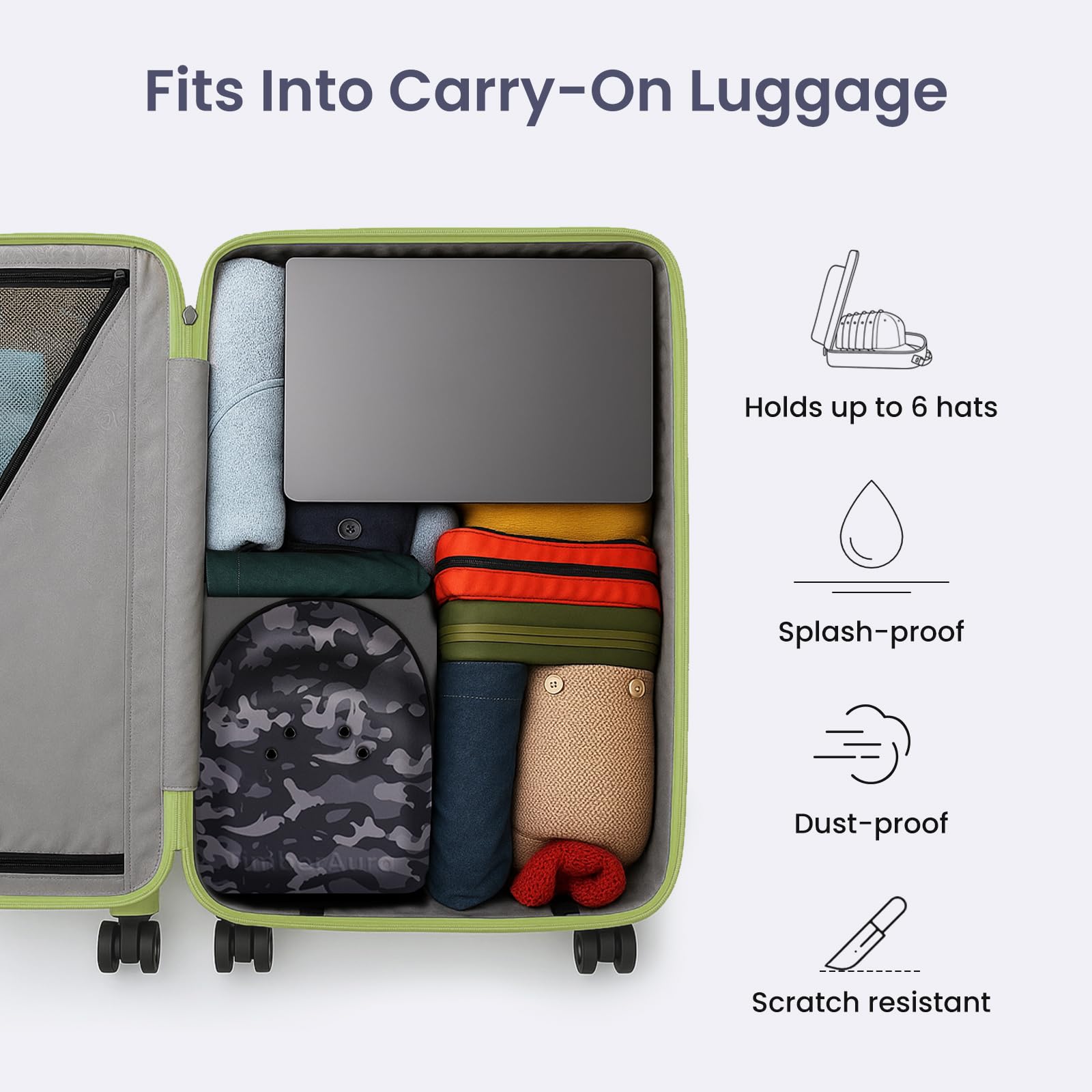 TimberAura camo hat case travel-ready with rugged handle.