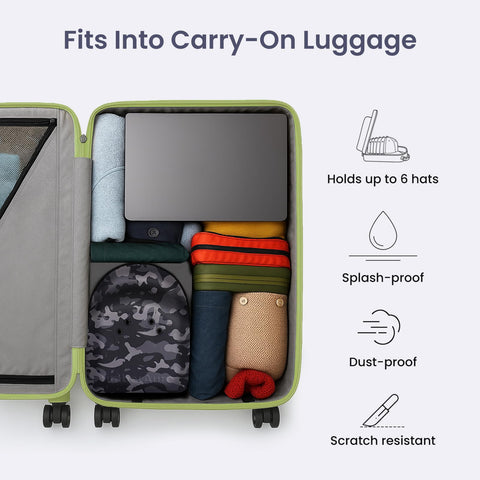 TimberAura camo hat case travel-ready with rugged handle.
