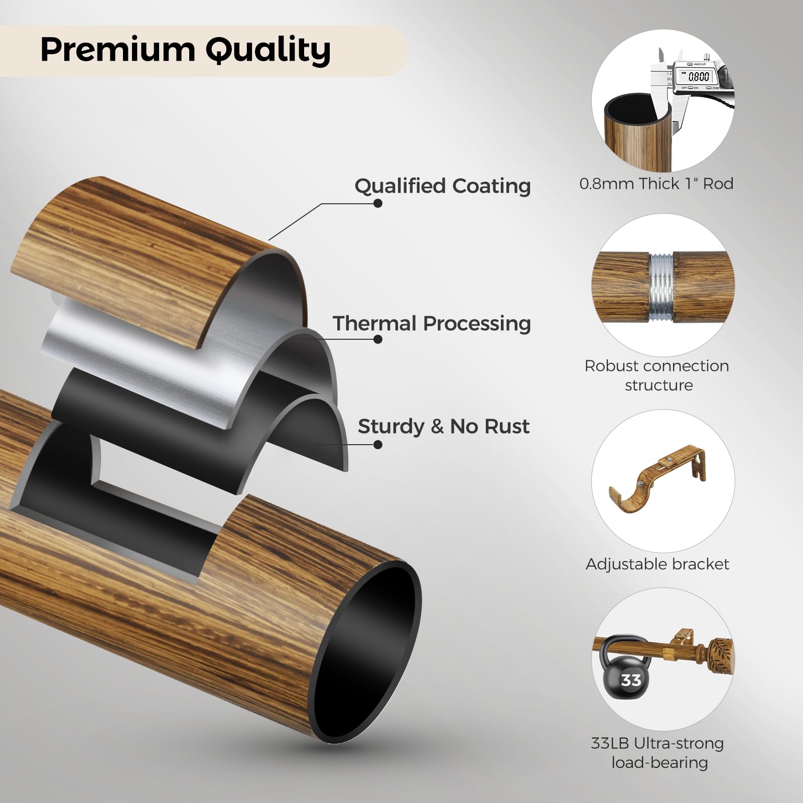 Time Forest adjustable curtain rod 32-90 in fits wide window spans.