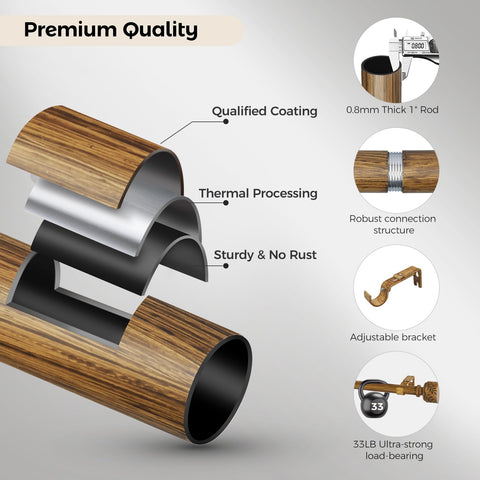 Time Forest adjustable curtain rod 32-90 in fits wide window spans.