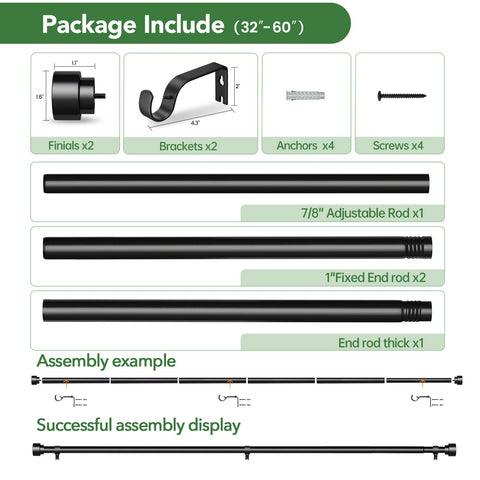 Time Forest curtain rod demonstrating 33 lb load capacity