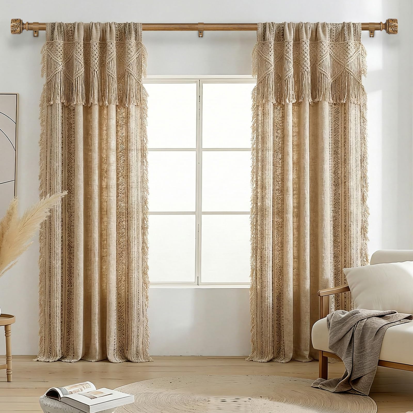 Time Forest imitation wood grain curtain rod close-up highlights realistic texture.