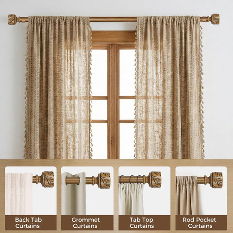 Time Forest modern rustic curtain rod blends industrial charm with natural look.