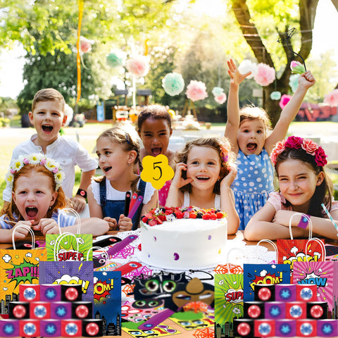 Time4Relax slap bracelets with hero designs, durable party accessories.