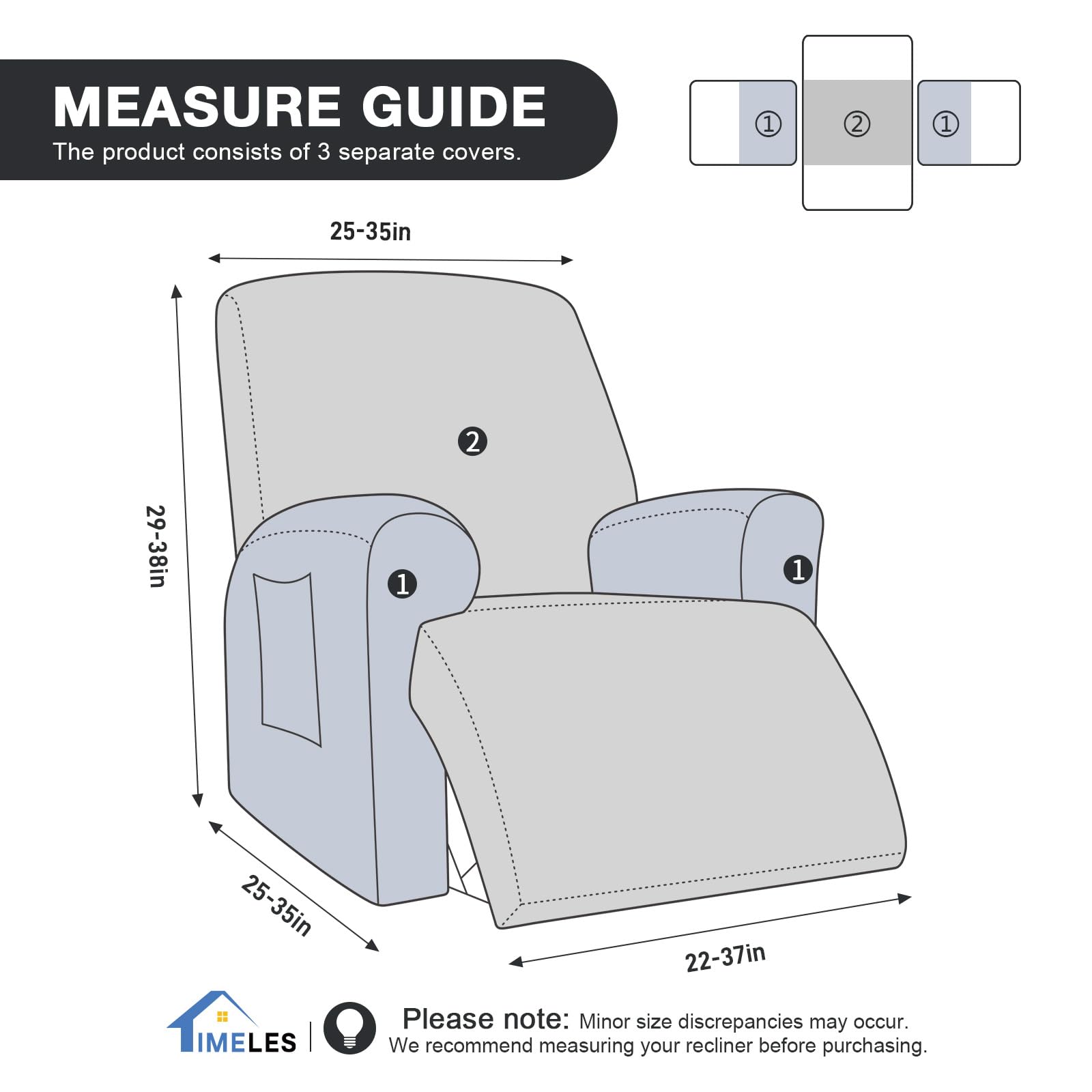 Timeles recliner cover is machine washable, simplifying regular cleaning.