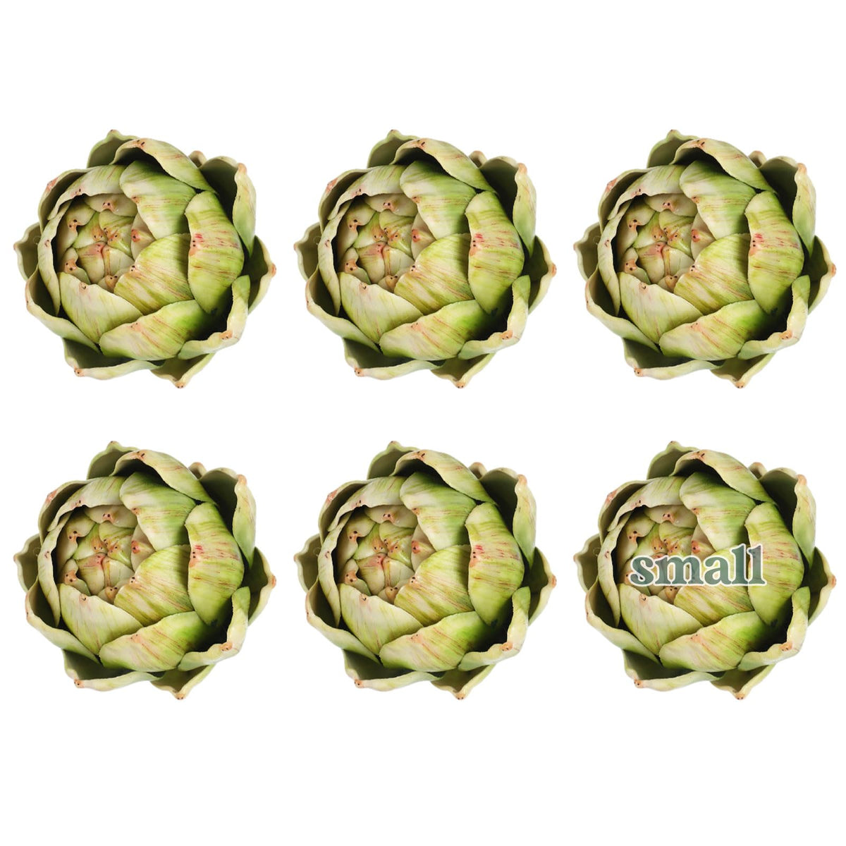 Timgle green artichokes six-piece set ideal as a table centerpiece