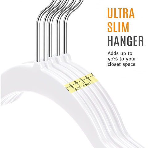 TIMMY 50 ultra-thin hangers maximize closet space and reduce clutter.