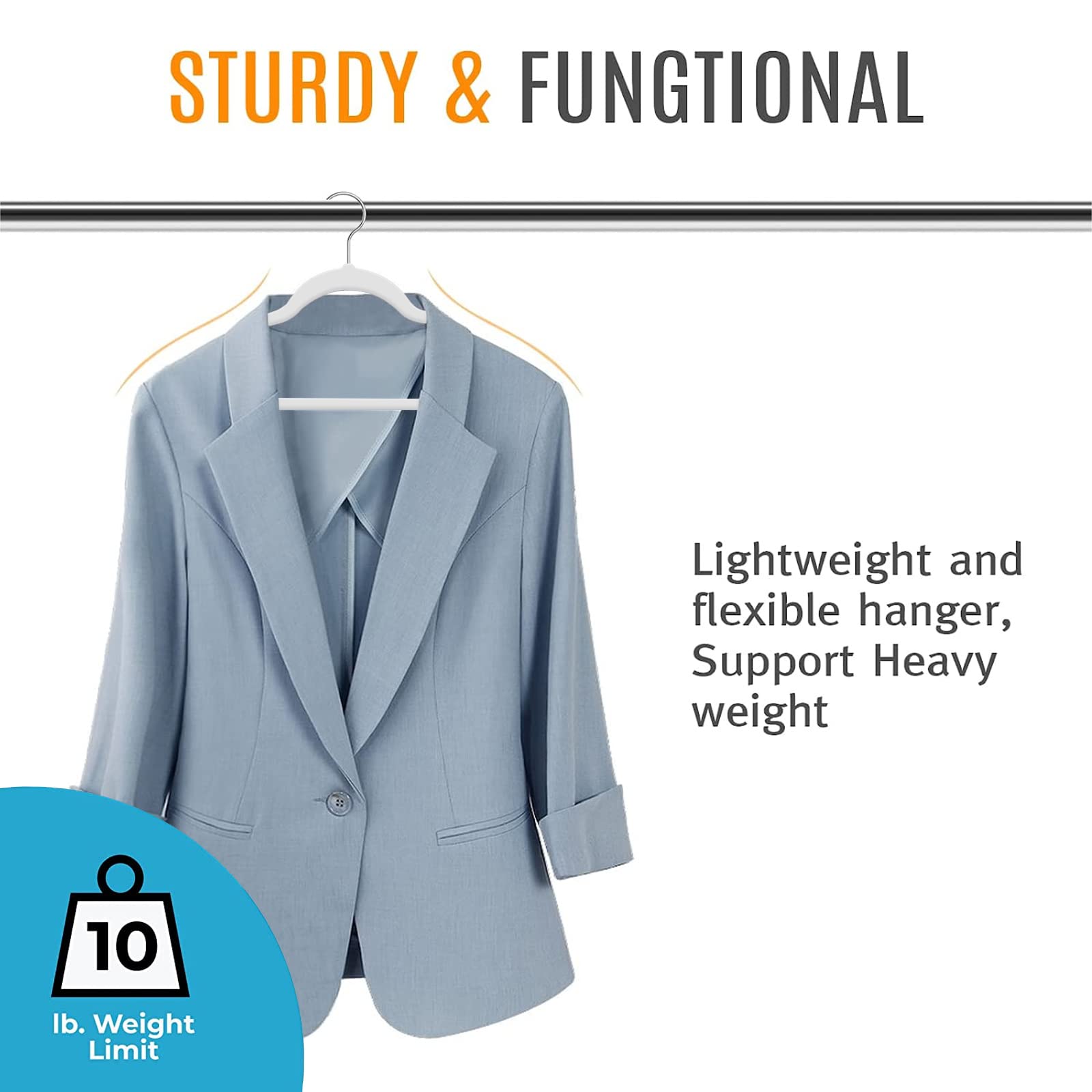 TIMMY 50 hangers with swivel hooks for easy access from any angle.