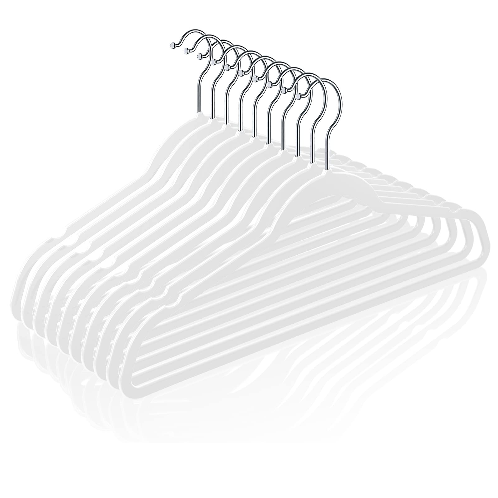 TIMMY 50 plastic hangers with an ultra-thin profile save space in closets.
