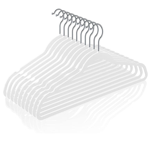 TIMMY 50 plastic hangers with an ultra-thin profile save space in closets.